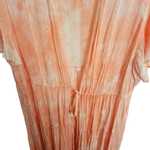 Torrid Kimono Duster Open Front Kimono Plus Size 3X Orange White Tie Dye Kimono - Picture 3 of 10